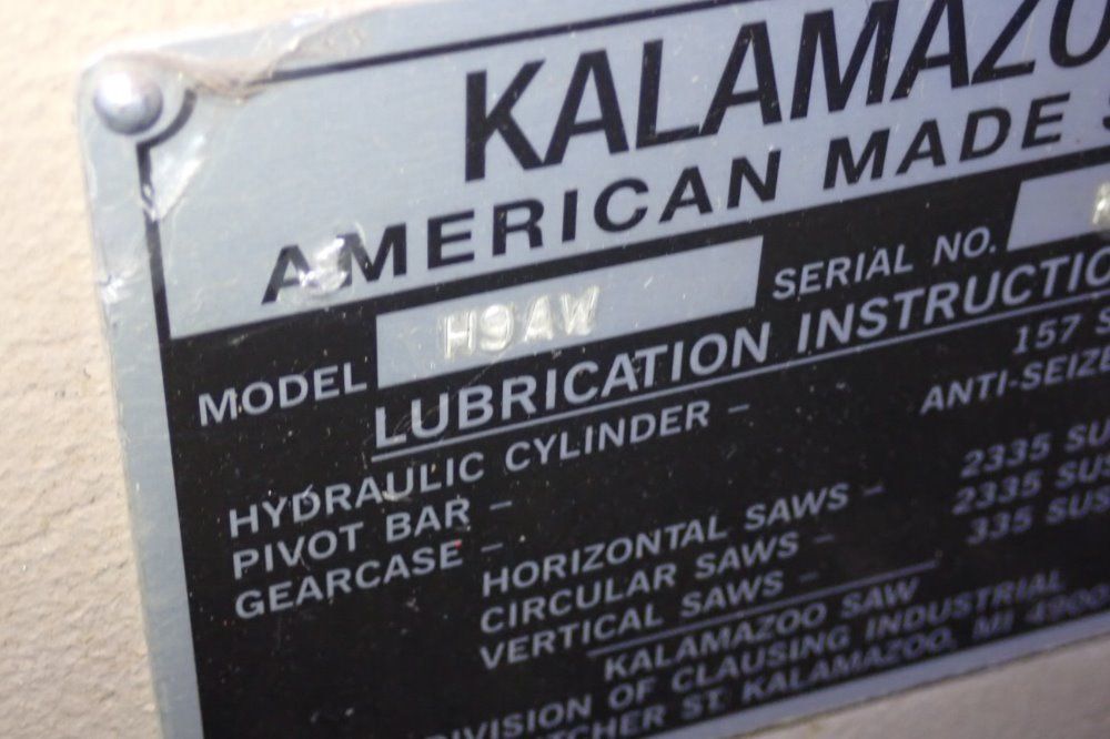 Kalamazoo 19" X 9 1/2" H9aw Horizontal Band Saw - H9aw