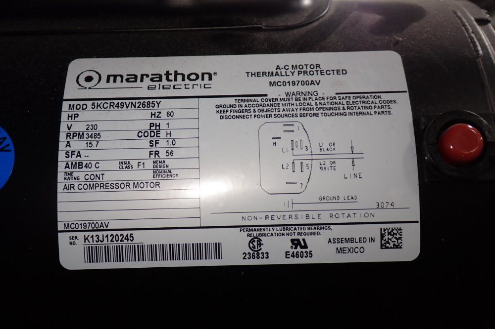 Kobalt 60 Gallons/3.7 Hp Air Compressor - Vt636200aj