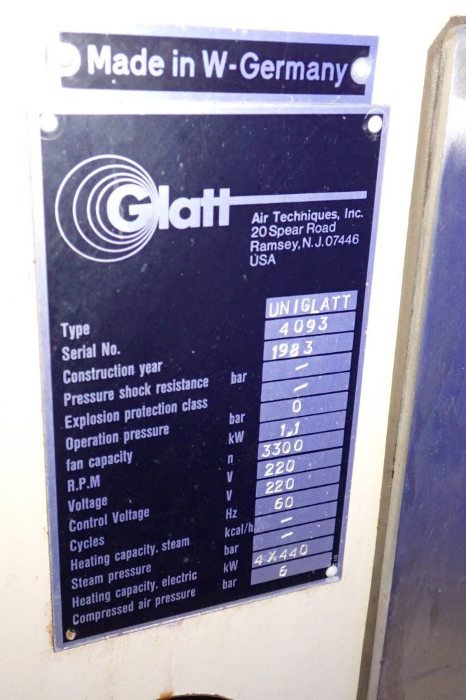 Glatt Uniglatt Fluid Bed Dryer - Uniglatt