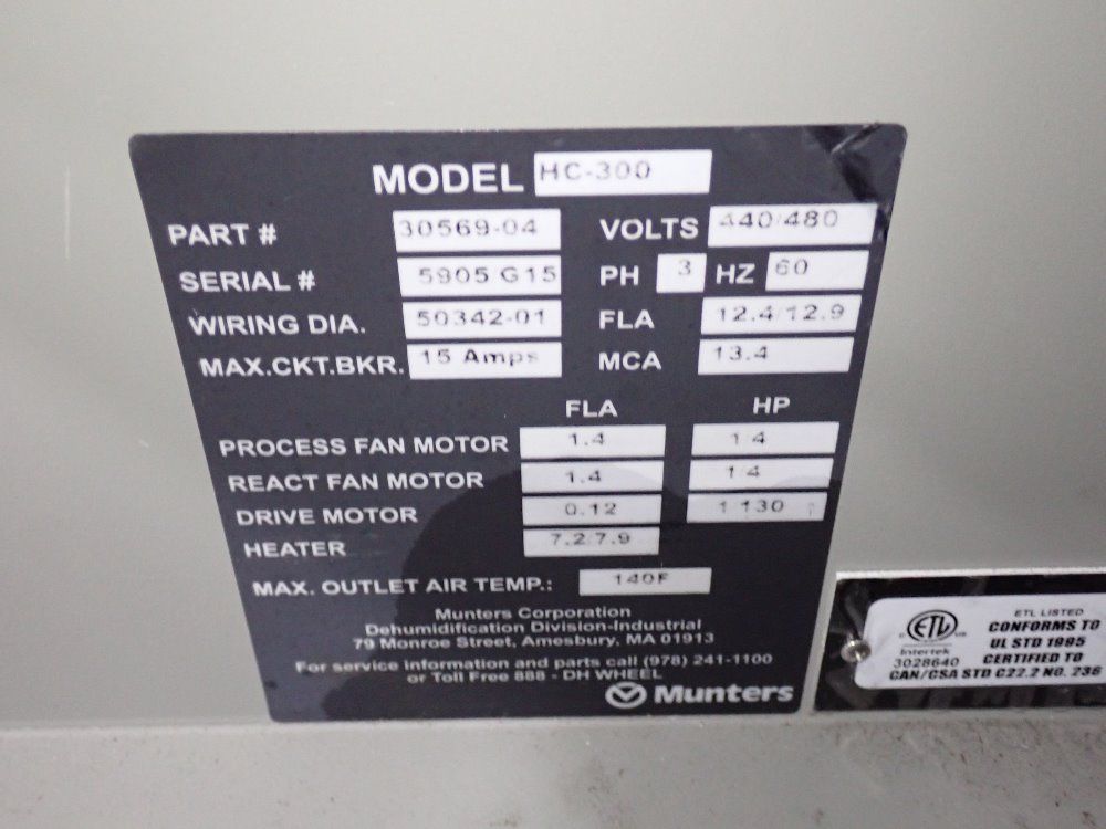 Munters Dehumidifier - Hc-300