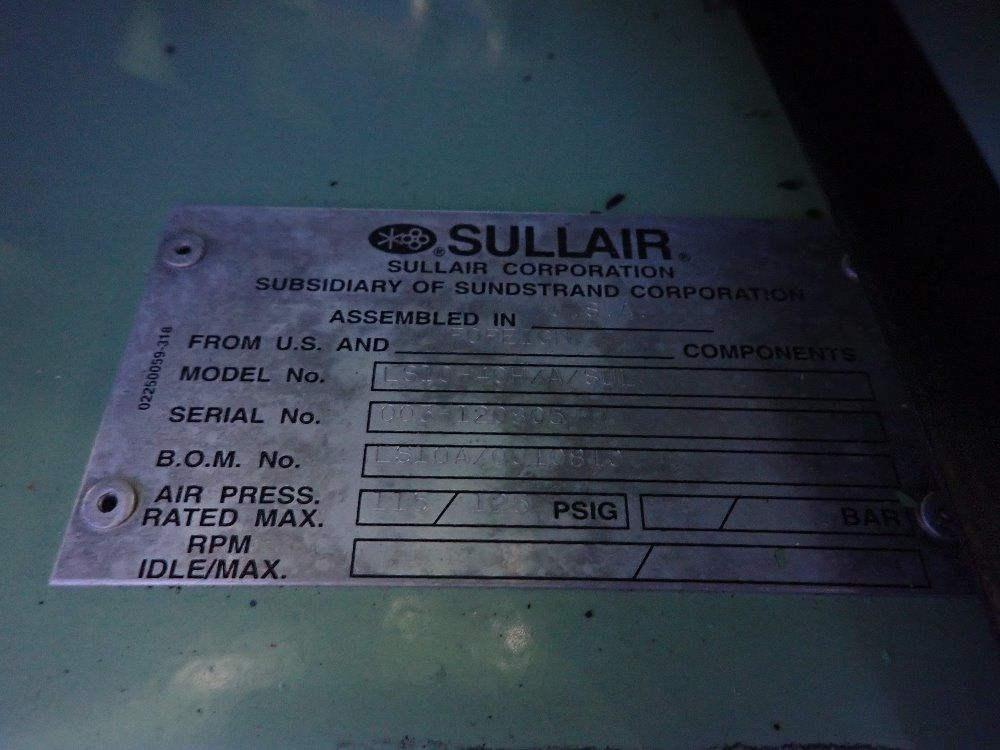Sullair 40 Hp Air Compressor - Ls10-40h/a/sul