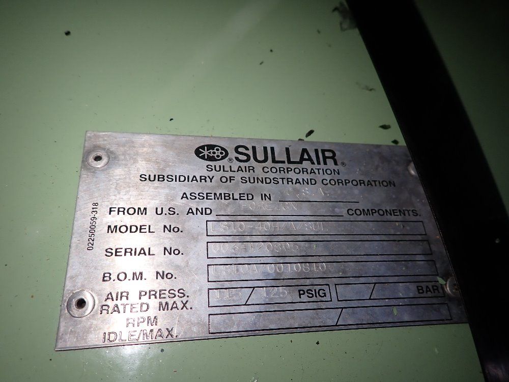 Sullair 40 Hp Air Compressor - Ls10-40h/a/sul