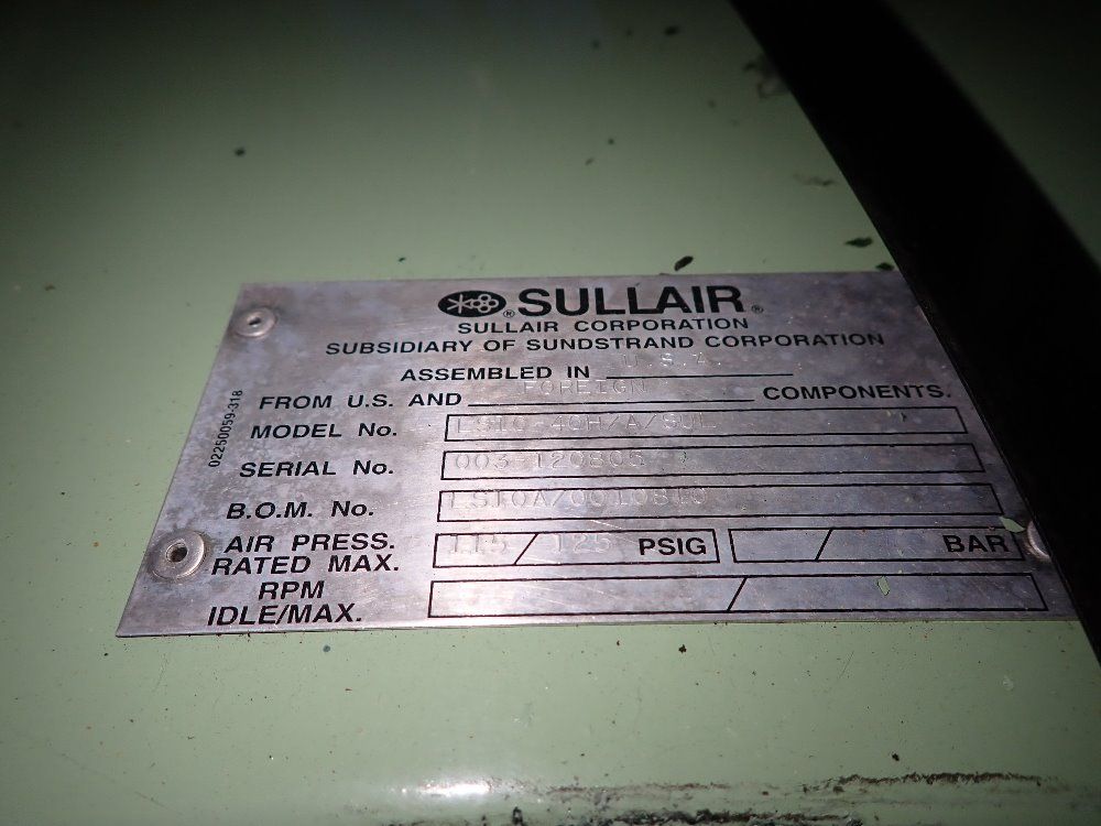 Sullair 40 Hp Air Compressor - Ls10-40h/a/sul