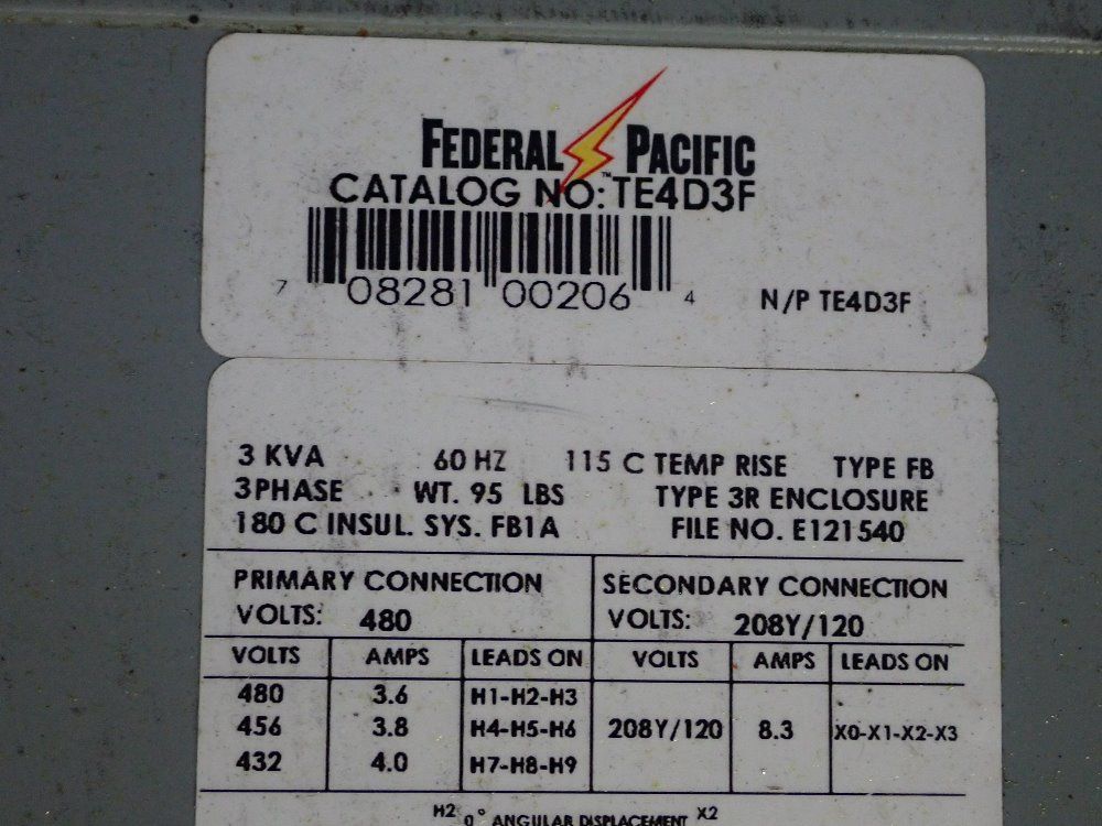 Federal Pacific 3 Kva Transformer - Te4d3f