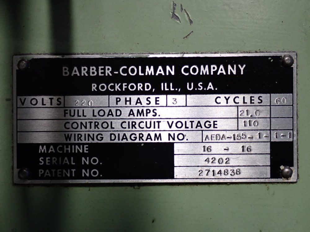 Barber Colman Barber Colman 1616 Gear Hobber