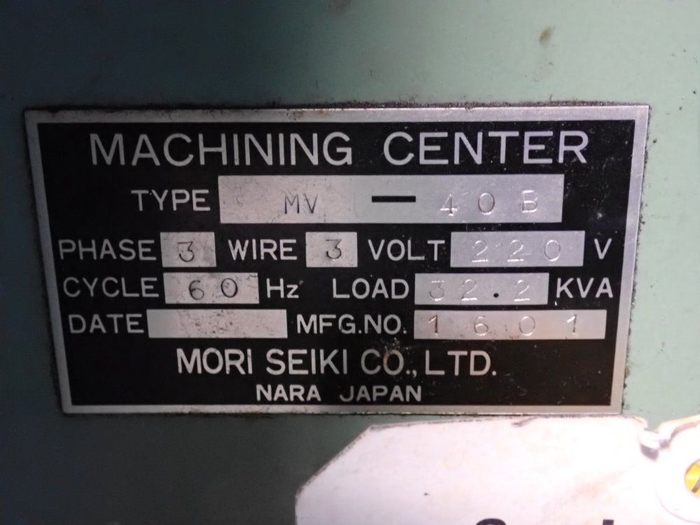 Mori Seiki Mori Seiki Mv40b Cnc Vmc