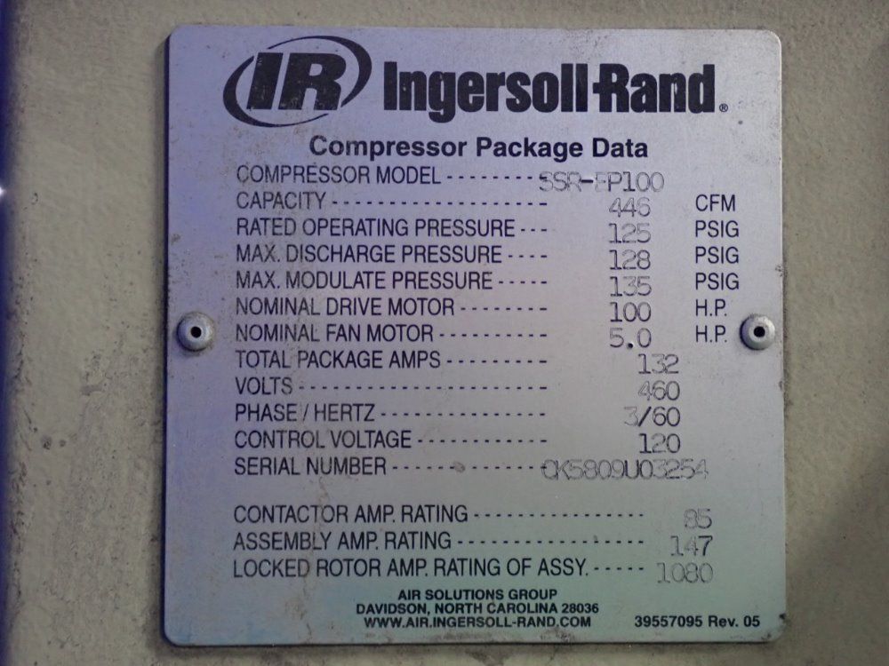 Ingersoll Rand Ingersoll Rand Ssrep100 Air Compressor