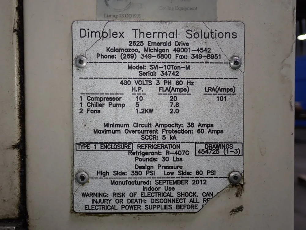 Dimplex Thernak 2012 Dimplex Thernak Svi10tonm Chiller