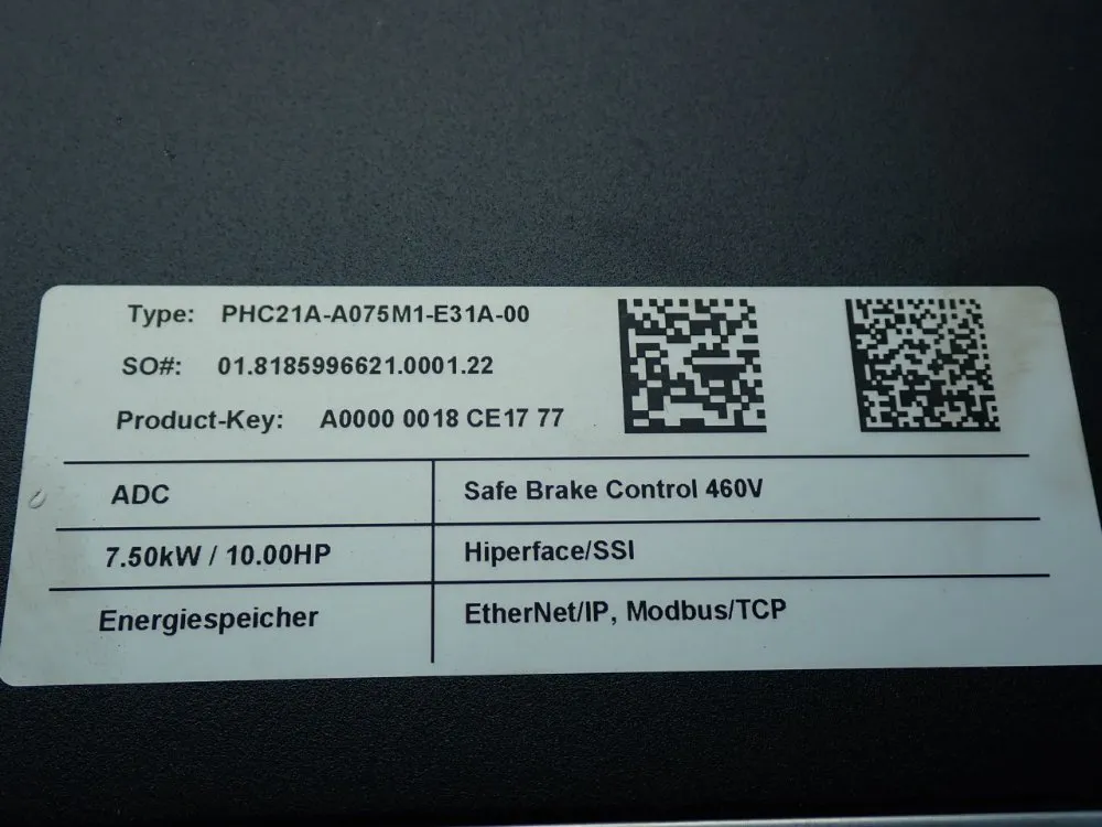 Sew Eurodrive Movipro Drive & Application Controller - Phc21a-a075m1-e31a-00