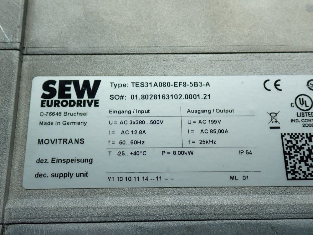 Sew Eurodrive Decentralized Supply Unit - Tes31a080-ef8-5b3-a