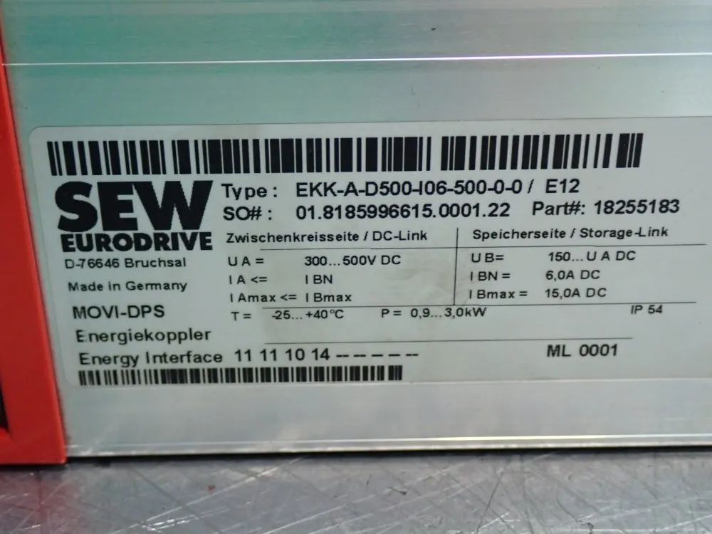 Sew Eurodrive Movi-dps Energy/power Interface - Ekk-a-d500-i06-500-0-0