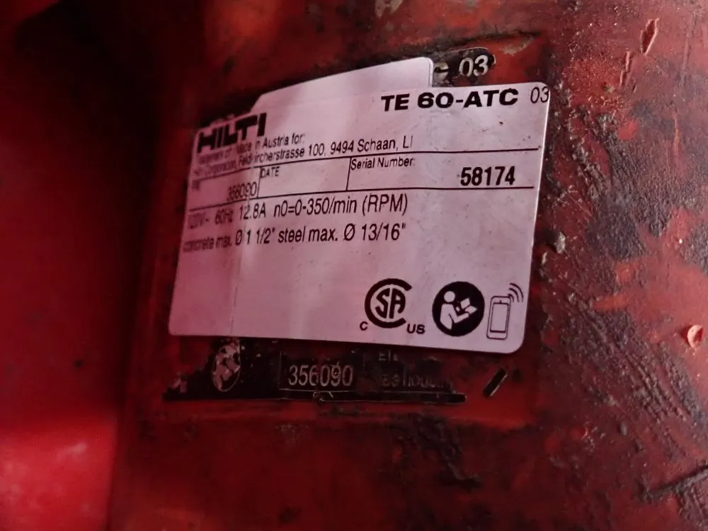 Hilti Rotary Hammer - Te 60-atc