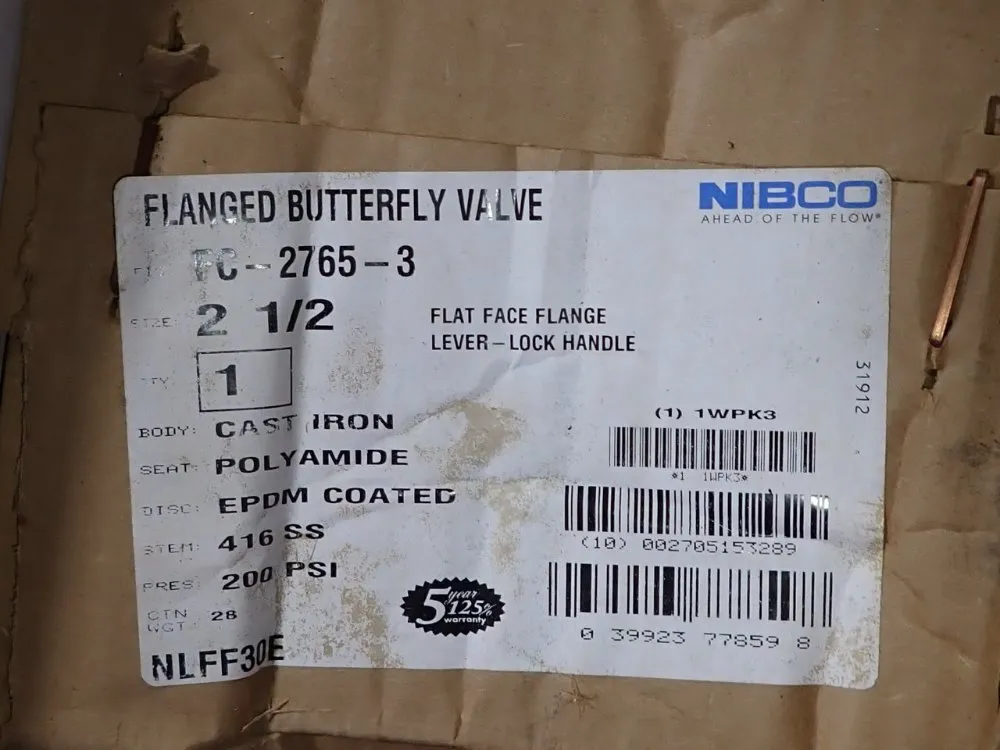 Nibco 2 1/2" Flanged Butterfly Valves - Fc2765