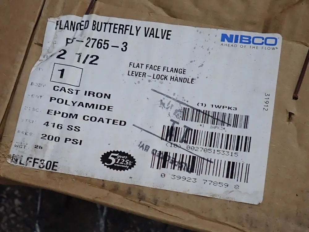 Nibco 2 1/2" Flanged Butterfly Valves - Fc2765