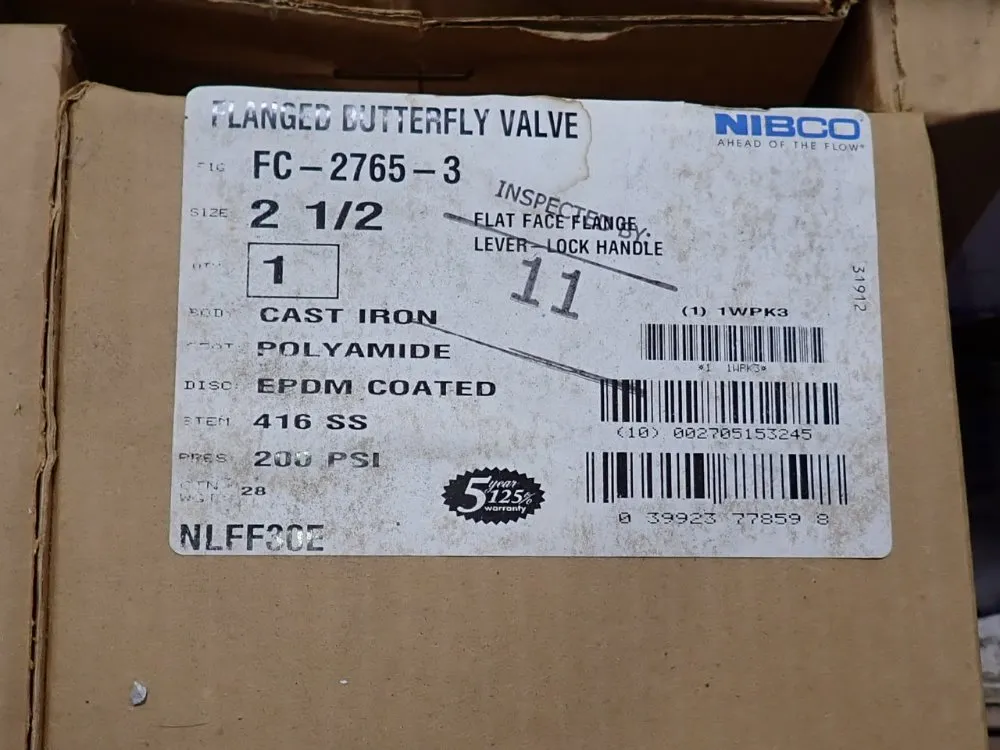 Nibco 2 1/2" Flanged Butterfly Valves - Fc2765