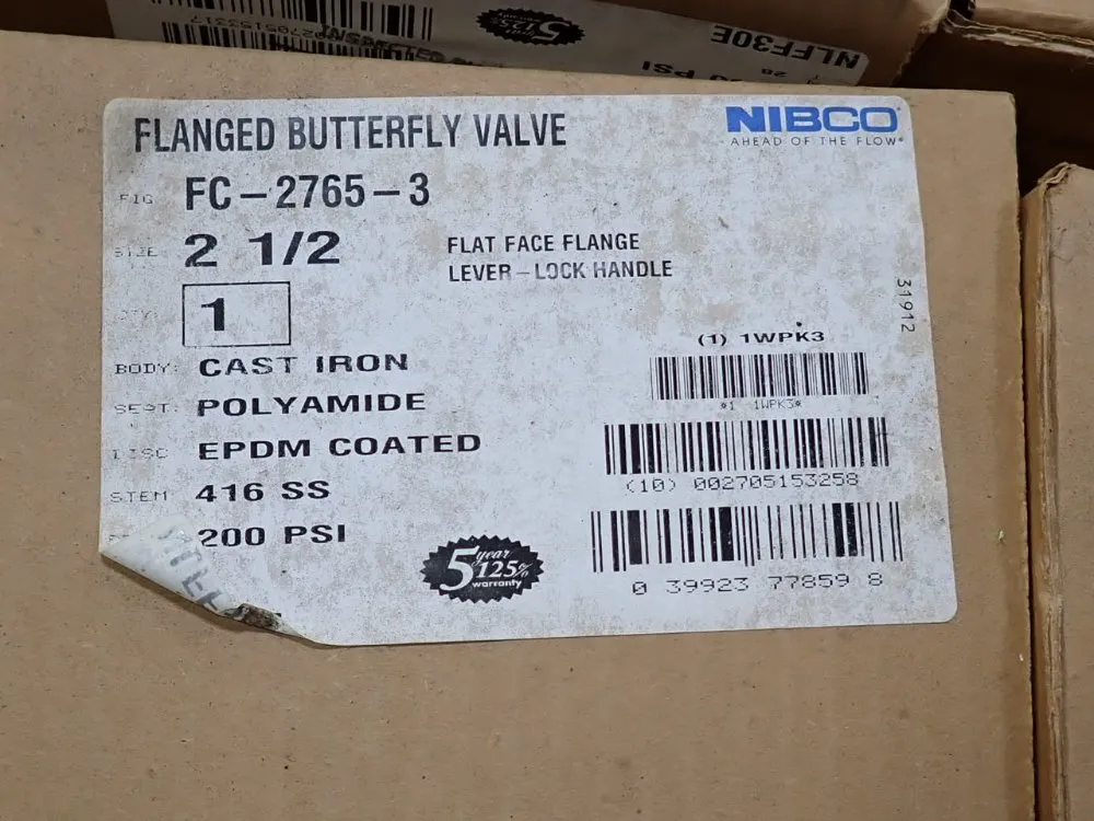 Nibco 2 1/2" Flanged Butterfly Valves - Fc2765