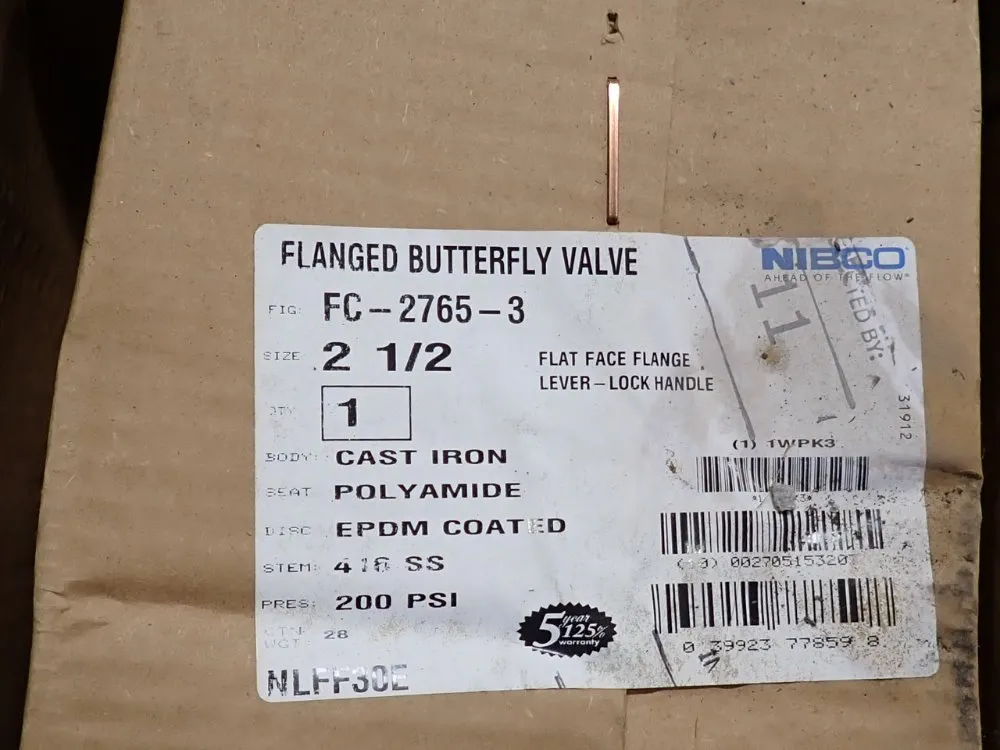 Nibco 2 1/2" Flanged Butterfly Valves - Fc2765