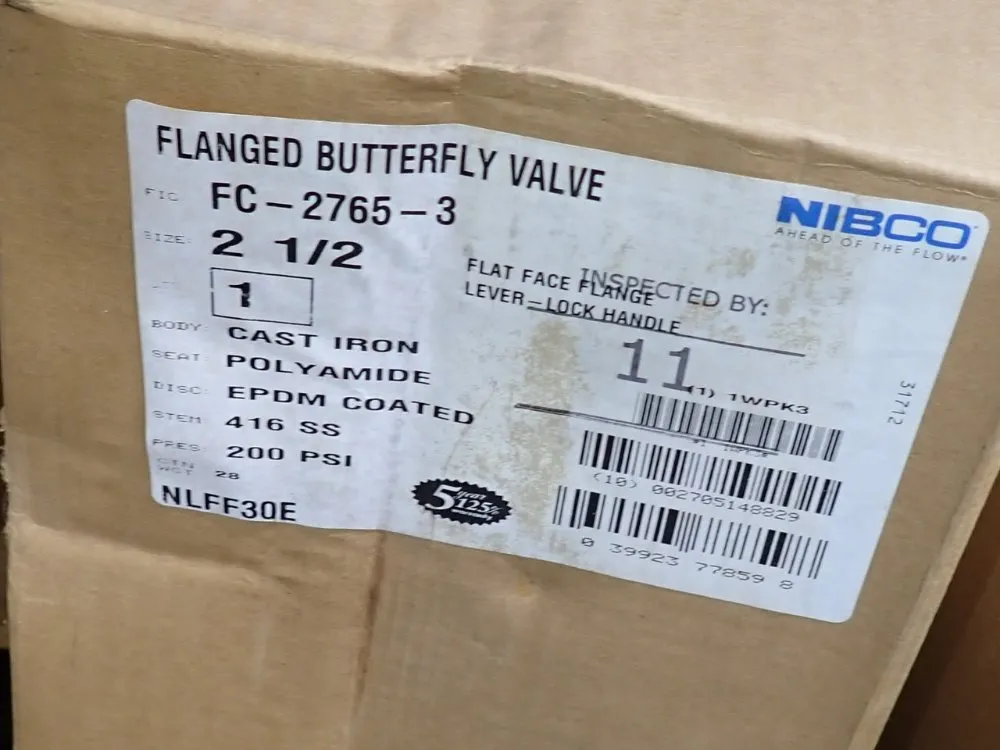 Nibco 2 1/2" Flanged Butterfly Valves - Fc2765