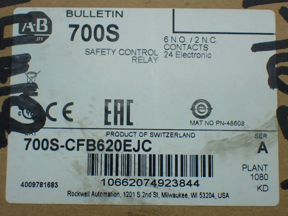Allen-bradley Safety Control Relay. - 700s-cfb620ejc