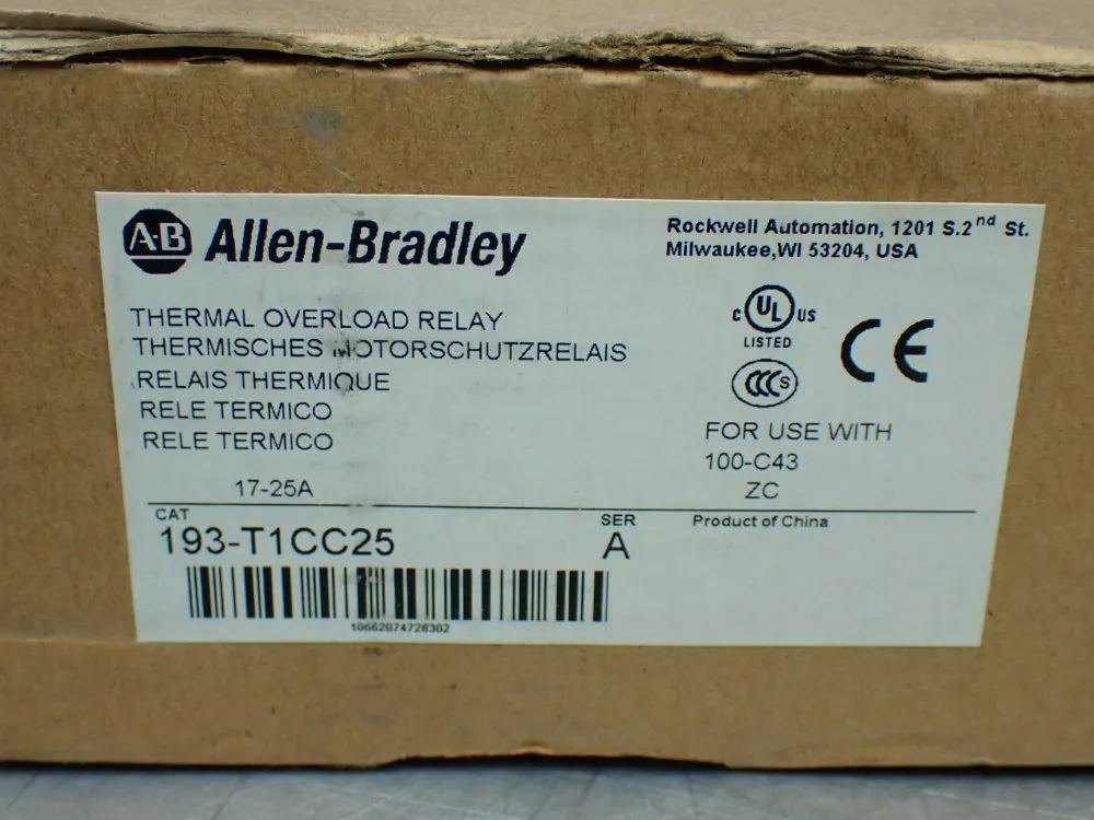 Allen-bradley Thermal Overload Relay - 193-t1cc25
