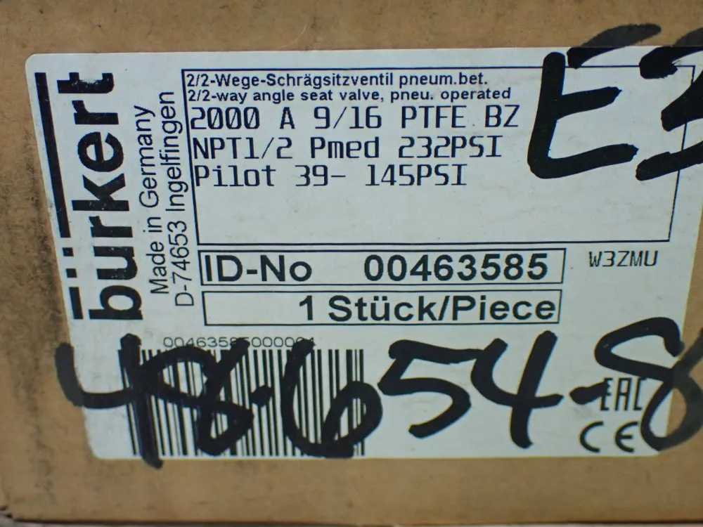 Burkert 2/2 Way Angle Seat Valve - 00463585