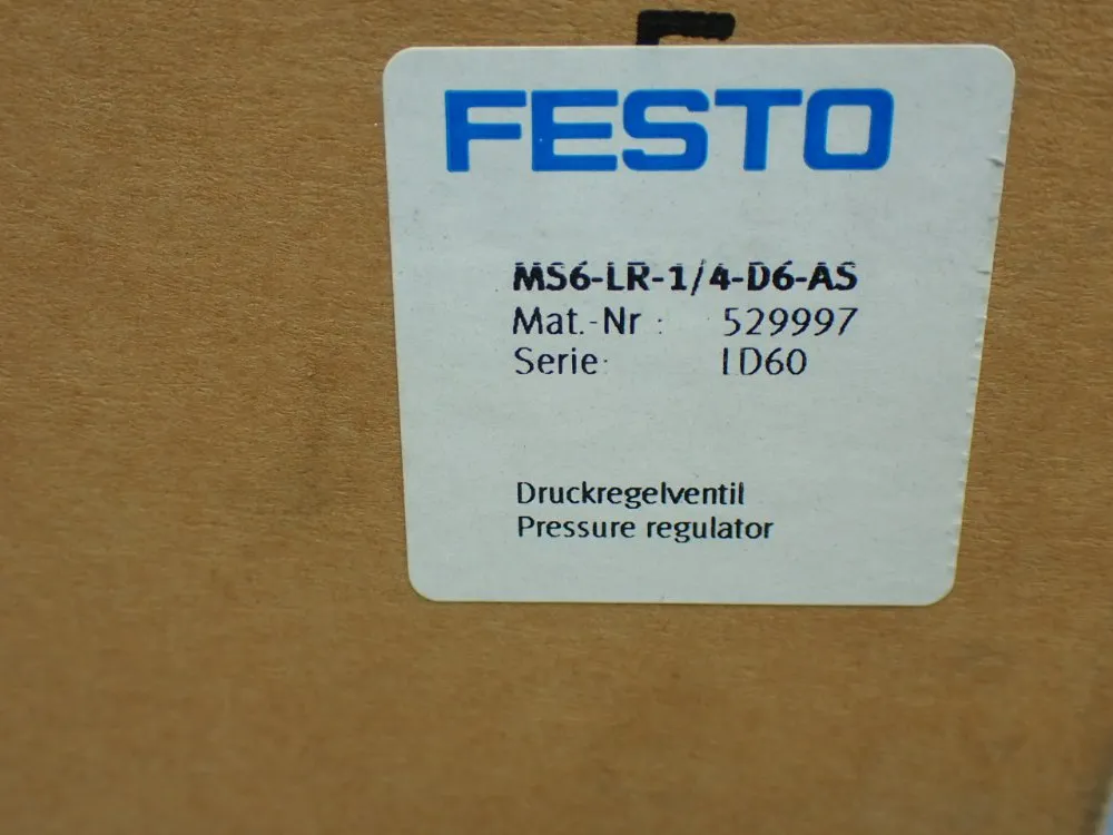 Festo Pneumatic Pressure Regulator - Ms6-lr-1/4-d6-as