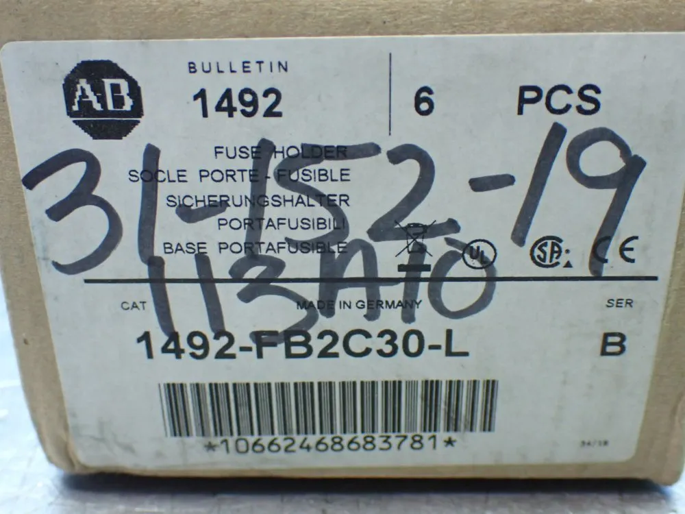 Allen-bradley 6 Fuse Holders - 1492-fb2c30-l
