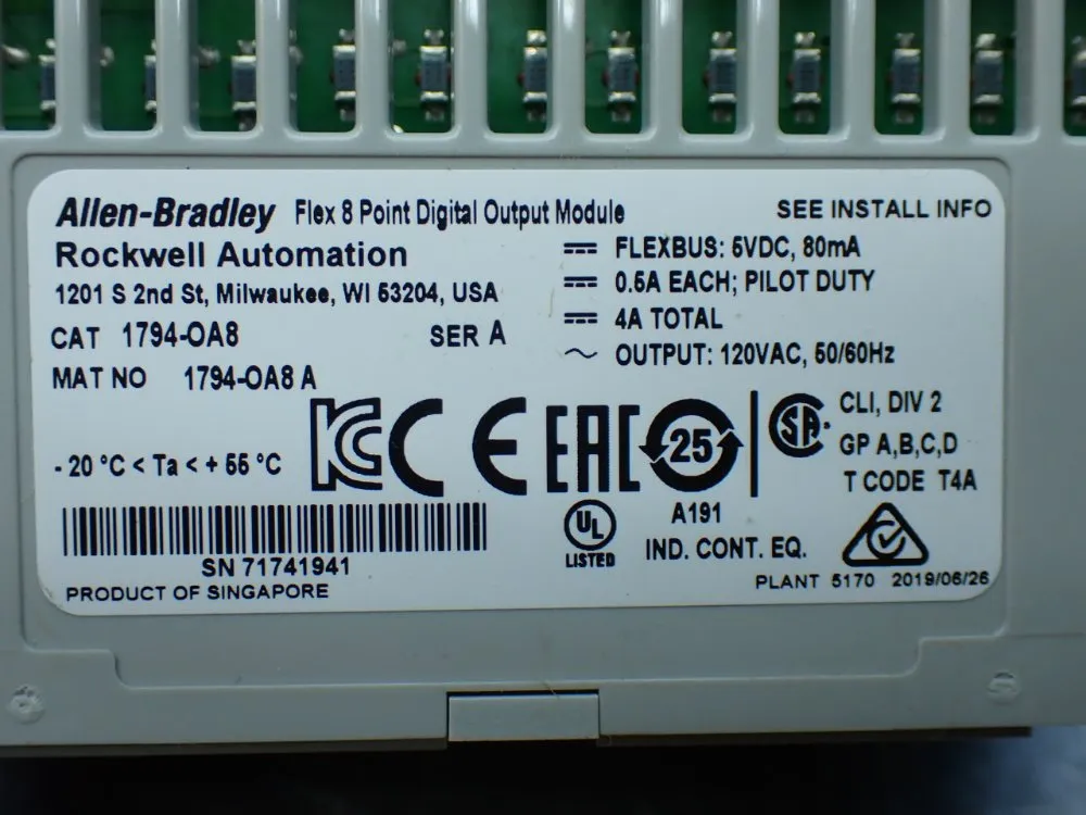 Allen-bradley Flex-i/o 8 Point Digital Output Module - 1794-oa8