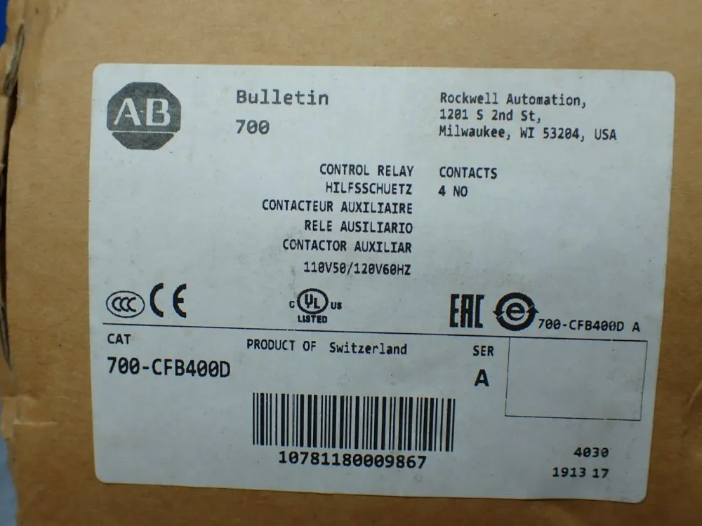 Allen-bradley Control Relay - 700-cfb400d