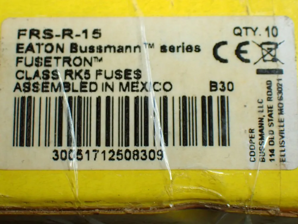 Bussmann 10 15amp Brass Cartridge Fuse Frs-r-15 - Frs-r-15