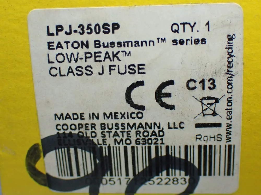 Bussmann 350a Time-delay, Dual-element, Current-limiting, Non-indicating Class J Fuse - Lpj-350sp