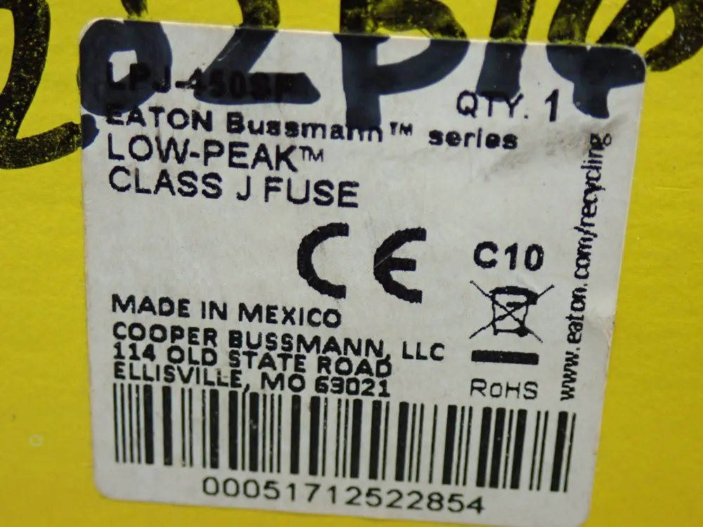 Bussmann Class J Fuse, Lpj, Time-delay, Dual-element Current Limiting Fuse, 450 A - Lpj-450sp