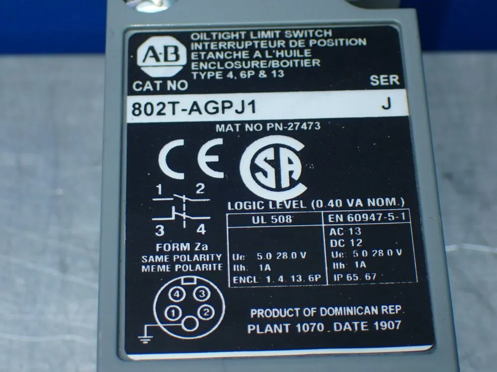 Allen-bradley Oiltight Limit Switch - 802t-agpj1