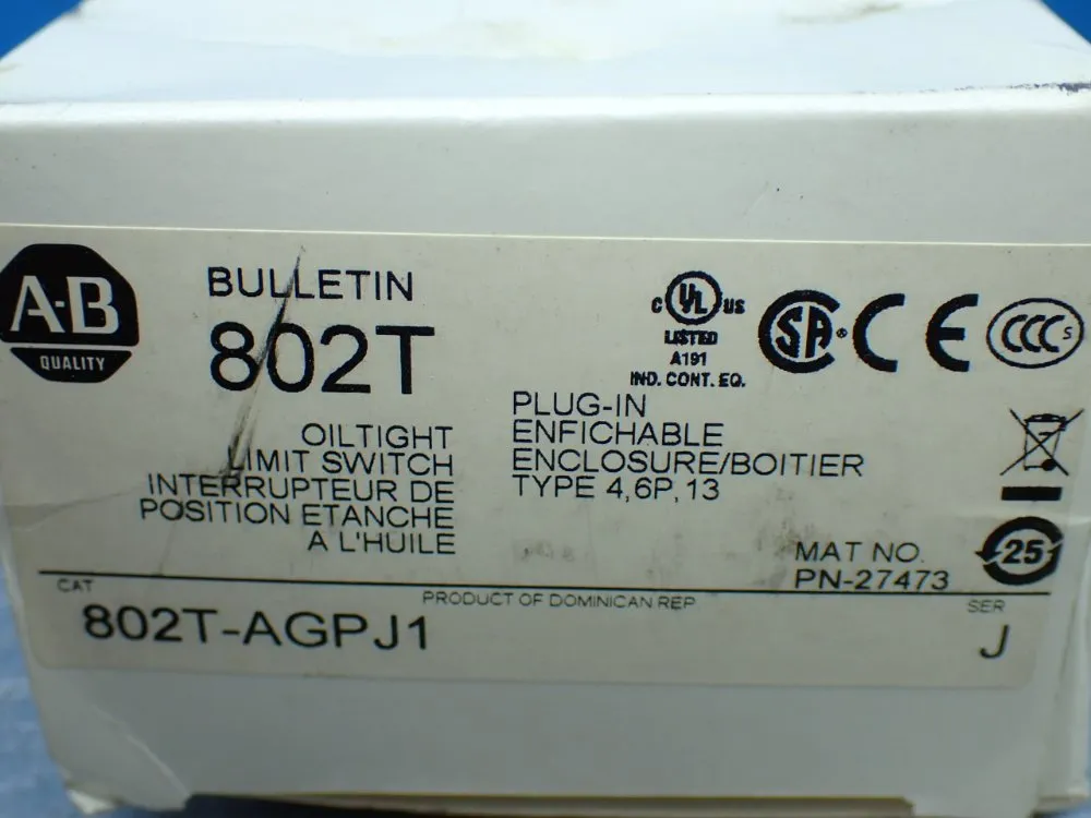 Allen-bradley Oiltight Limit Switch - 802t-agpj1