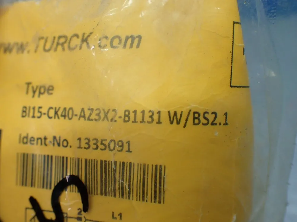 Turck Embeddable Inductive Sensor - Bi15-ck40-az3x2-b1131 W/bs2.1