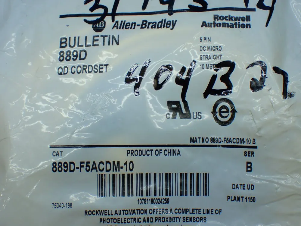 Allen-bradley Qd Cordset - 889d-f5acdm-10