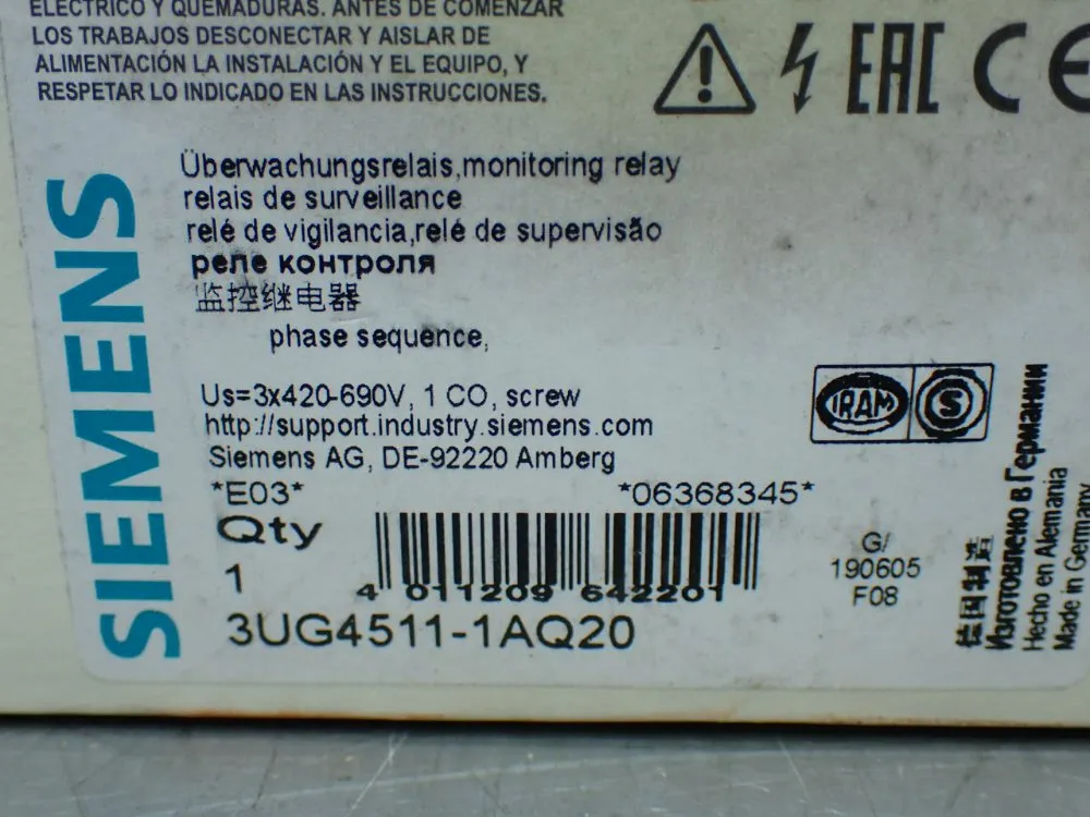 Siemens Monitoring Relay - 3ug4511-1aq20