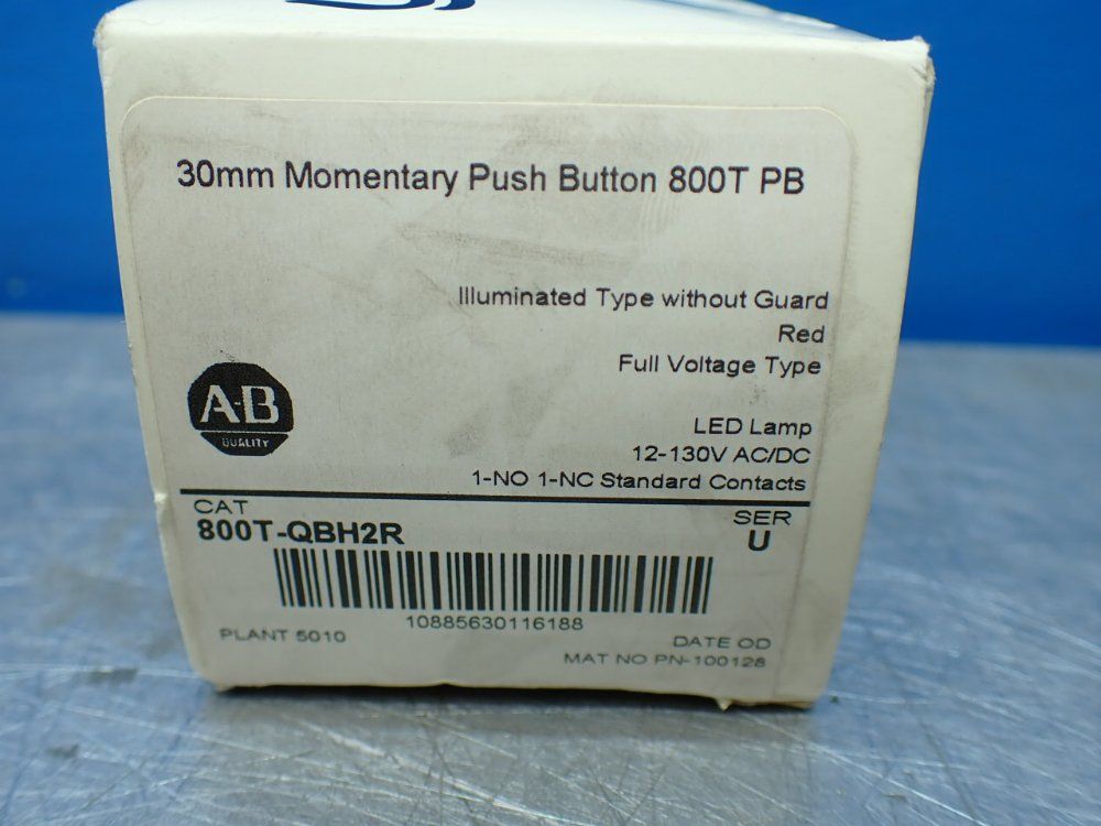 Allen-bradley 30mm Momentary Push Button 800t Pb - 800t-qbh2r