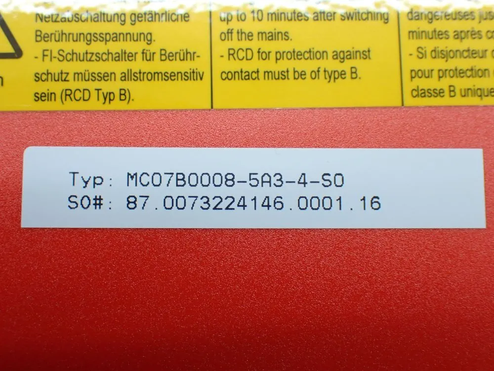 Sew Eurodrive Movitrac B Ac Servo Drive. - Mc07b0008-5a3-4-so