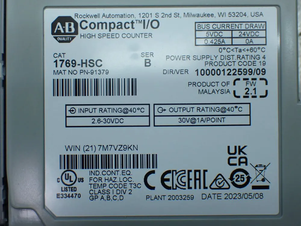 Allen-bradley Compact I/o High Speed Counter Module - 1769-hsc