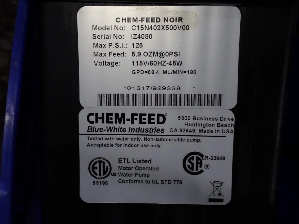 Chem-feed Motor Operated Water Pumps - C15n402x500v00