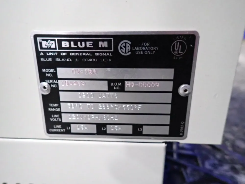 Blue M 550 Degrees Labratory Oven - Ov-18a