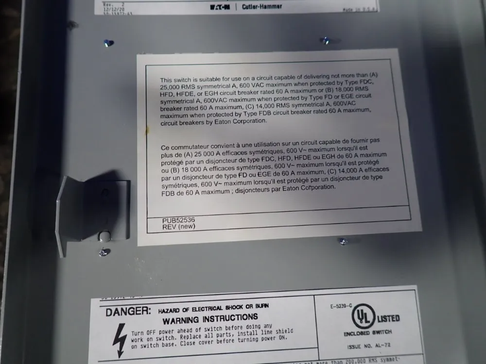 Eaton 30a Fusible Disconnect