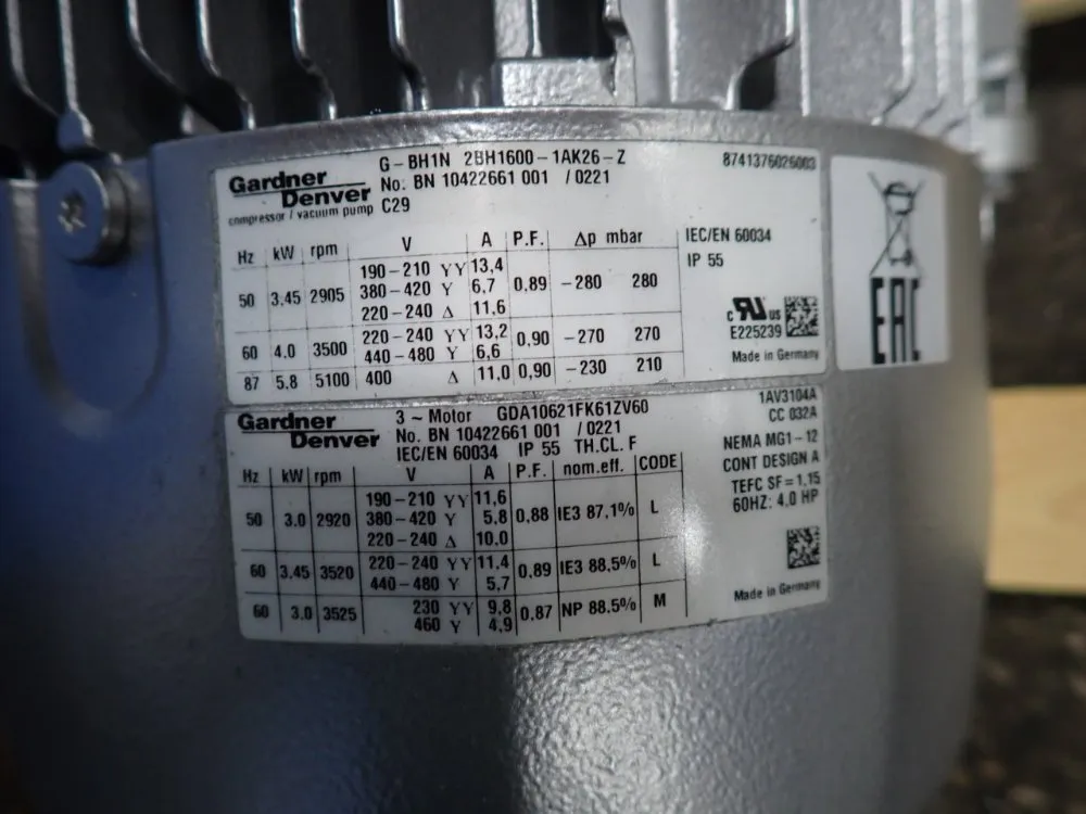 Gardner Denver 4 Hp Pump - G-bh1n2bh1600-1ak26-z