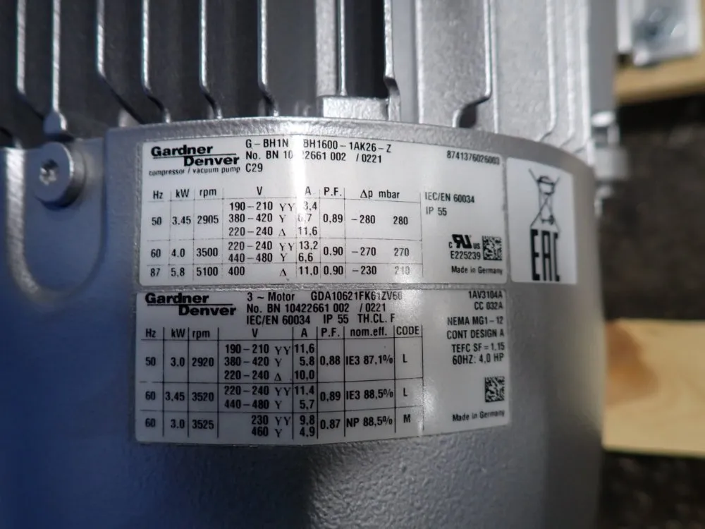 Gardner Denver 4 Hp Pump - G-bh1n2bh1600-1ak26-z