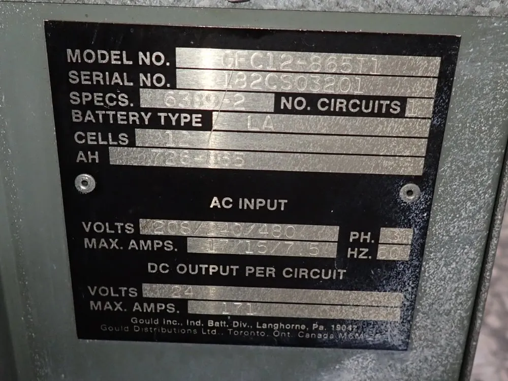 Gould 726-865 Ah Battery Charger - Gfc12-865t1