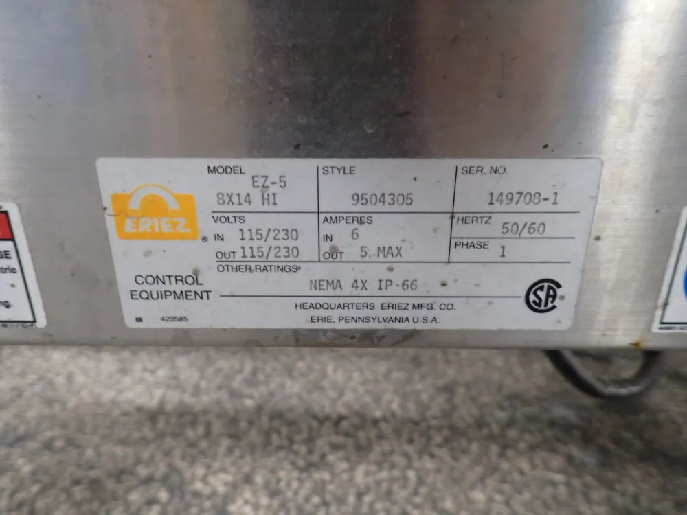 Eriez Magnetics 72" X 20" Metal Detector - Ez-58x14#1