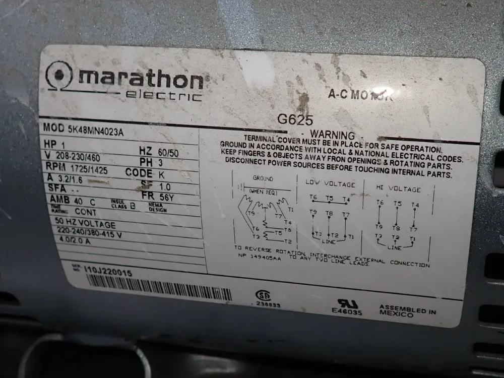 Gast 1 Hp Vacuum Pump - 1423-101q-g625