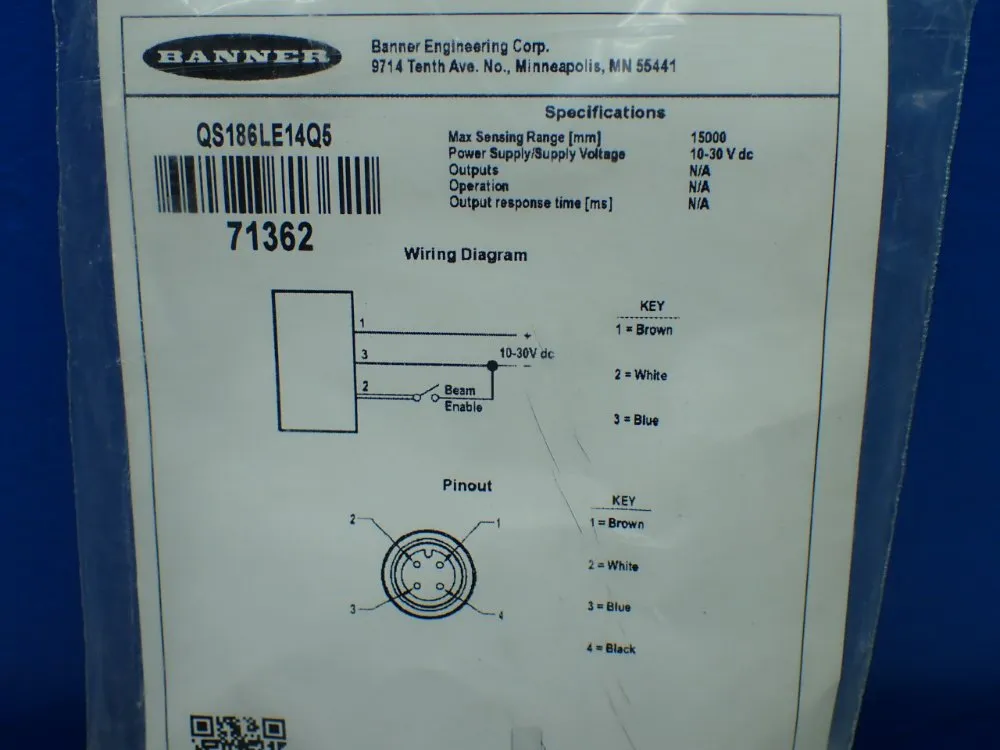 Banner All Purpose Photoelectric Switch - Qs186le14q5