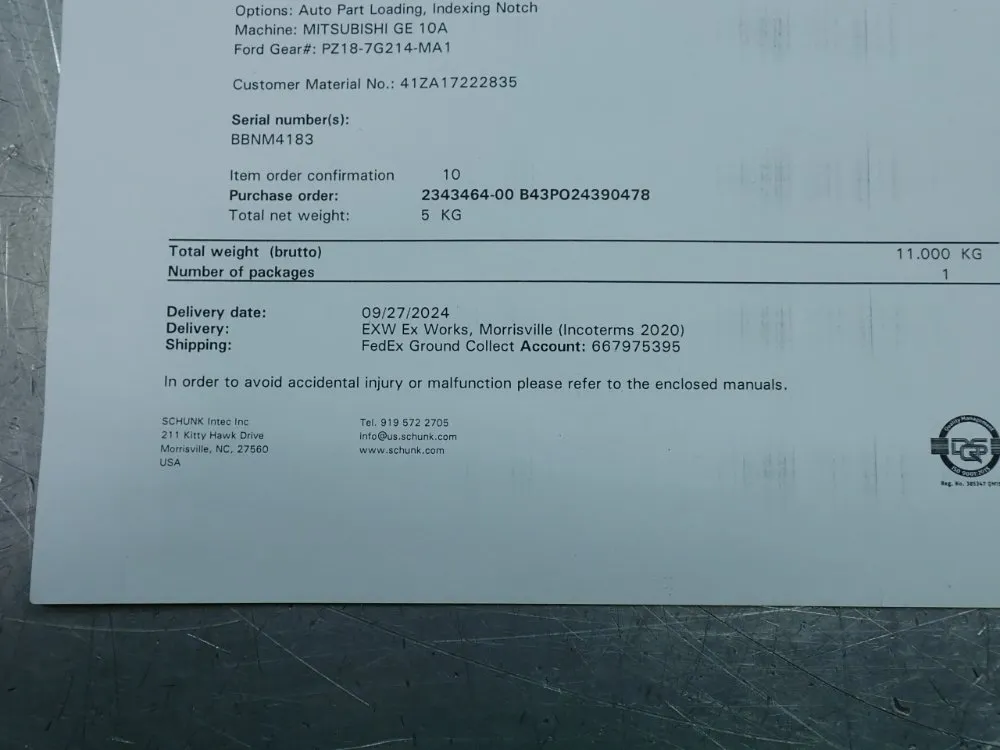 Schunk Hd D0 Vs (⌀)22.247 K Ford Btvs Tool Holder - 1408892